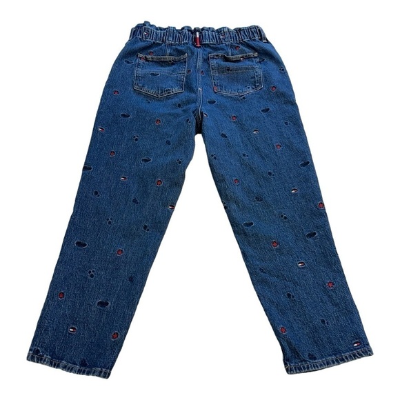 Tommy Hilfiger High Rise Paper Bag Style Mom Jeans With  Embroidery - Size 14 - Picture 2 of 16